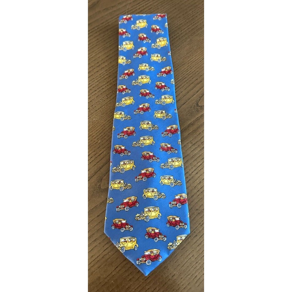 Vtg Beaufort the Rack Neck Tie 100% Italian Silk Antique Automobile Race Car‎